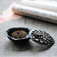 Load image into Gallery viewer, Antique Alloy Lotus Incense Burner 仿古黑色莲蓬香炉