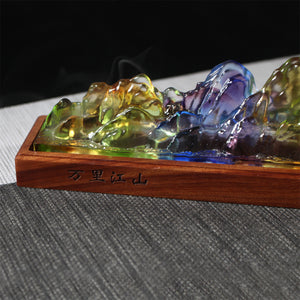 万里江山琉璃红木卧香炉
