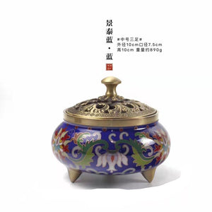纯铜景泰蓝中号三足炉