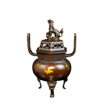Load image into Gallery viewer, Antique Animal Cover Hexagonal Incense Burner 苏工兽盖六角铜炉
