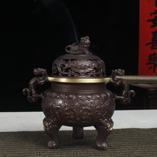 Load image into Gallery viewer, 大明狮耳炉-三足铜盘香炉
