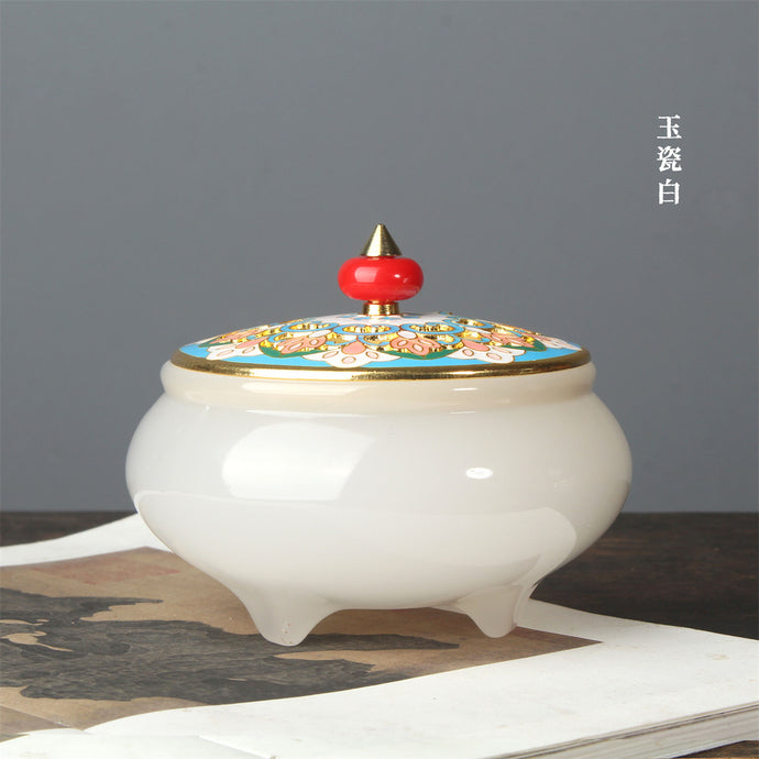 【珐琅玉石】三足香炉