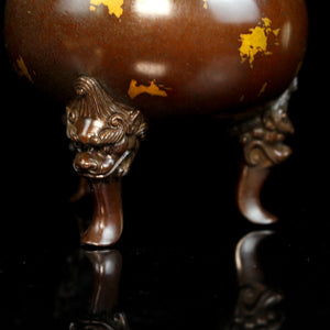 Antique Animal Cover Hexagonal Incense Burner 苏工兽盖六角铜炉