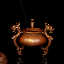Load image into Gallery viewer, Antique Three Dragon Foot Copper Incense Burner 仿古三龙足铜炉

