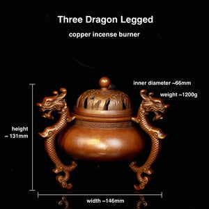 Antique Three Dragon Foot Copper Incense Burner 仿古三龙足铜炉