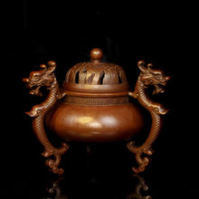 Load image into Gallery viewer, Antique Three Dragon Foot Copper Incense Burner 仿古三龙足铜炉
