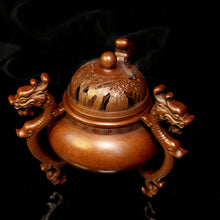 Load image into Gallery viewer, Antique Three Dragon Foot Copper Incense Burner 仿古三龙足铜炉
