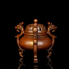 Load image into Gallery viewer, Antique Three Dragon Foot Copper Incense Burner 仿古三龙足铜炉
