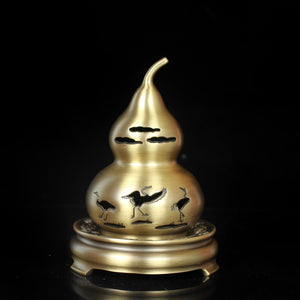 Pure Copper Incense Burner - Gourd 纯铜葫芦香炉摆件《闲云野鹤》