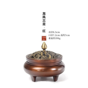 纯铜龙凤三足炉