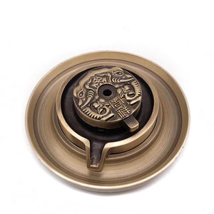 The Fortune Wheel Copper Backflow Incense Burner 时来运转两用铜炉