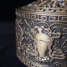 Load image into Gallery viewer, brass incense burner with Ashtamangala carving
