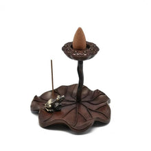 Load image into Gallery viewer, Lotus Leaf Back-flow Incense Burner 铜花边倒流香炉
