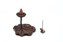 Load image into Gallery viewer, Lotus Leaf Back-flow Incense Burner 铜花边倒流香炉
