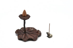 Lotus Leaf Back-flow Incense Burner 铜花边倒流香炉