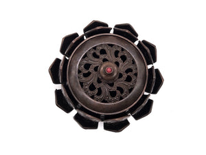 Copper Alloy Dual Layer Lotus Incense Burner 黑色大莲花盘香炉