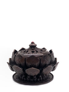 Copper Alloy Dual Layer Lotus Incense Burner 黑色大莲花盘香炉