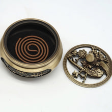 Load image into Gallery viewer, Copper Relief Incense Burner 前程似锦雕花三足铜炉
