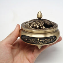 Load image into Gallery viewer, Copper Relief Incense Burner 前程似锦雕花三足铜炉

