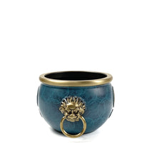 Load image into Gallery viewer, Copper Treasure Bowl Incense Burner 招财进宝狮耳缸平底炉
